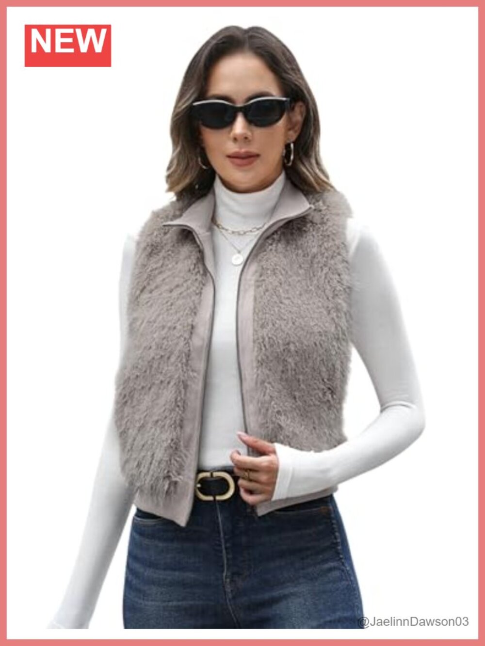 Faux Fur Vest Lapel Collar Sleeveless Zip Up